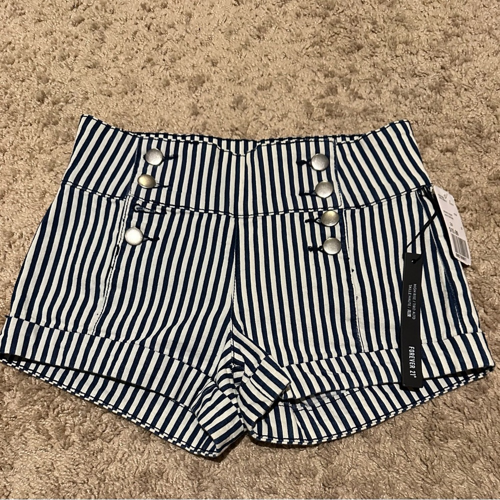 Brand New‼️ 
Forever 21 sailor pinstriped high waist stretchy shorts